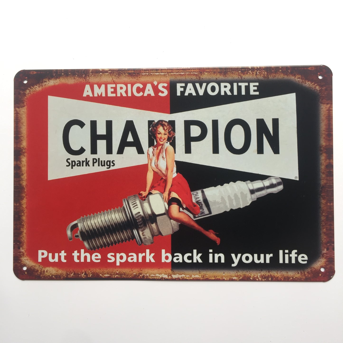 TIN SIGN CHAMPION SPARK PLUG GIRL