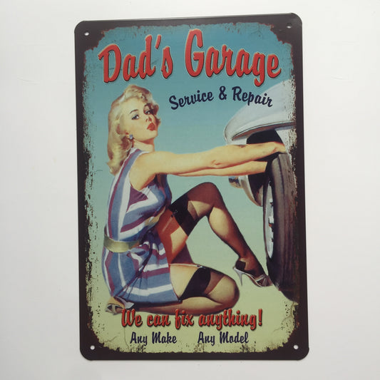 TIN SIGN DADS GARAGE SERVICE & REPAIR LADY