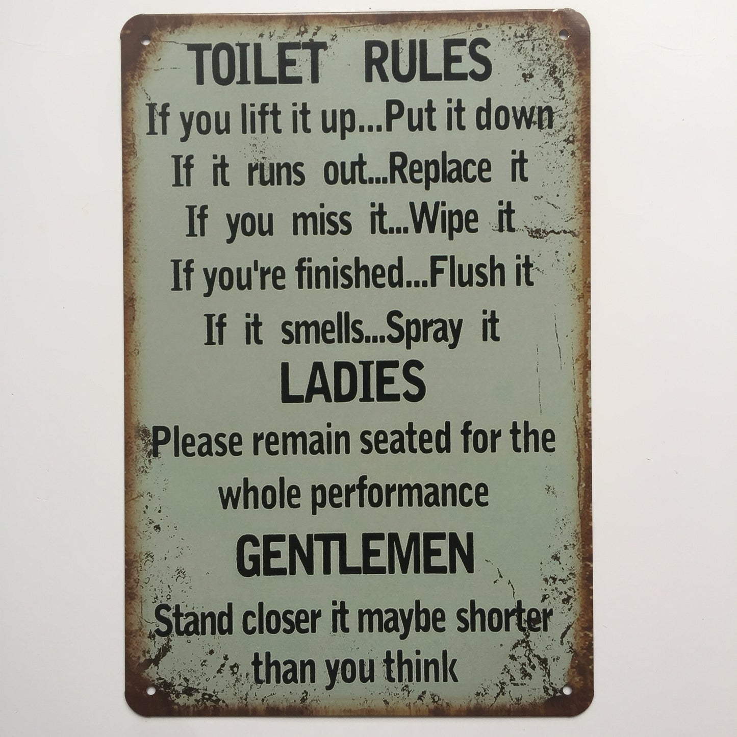 TIN SIGN TOILET RULES