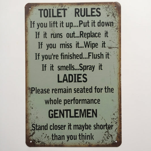 TIN SIGN TOILET RULES