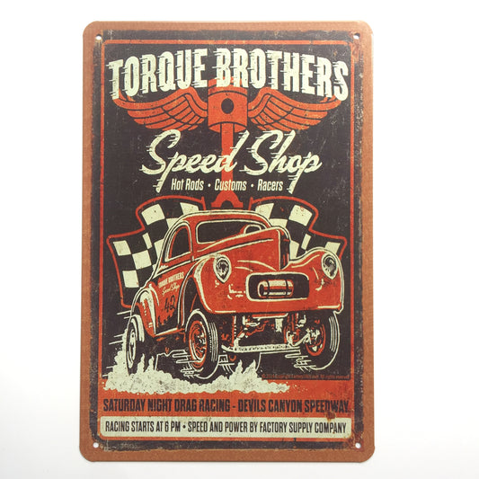 TIN SIGN TORQUE BROTHERS SPEED SHOP