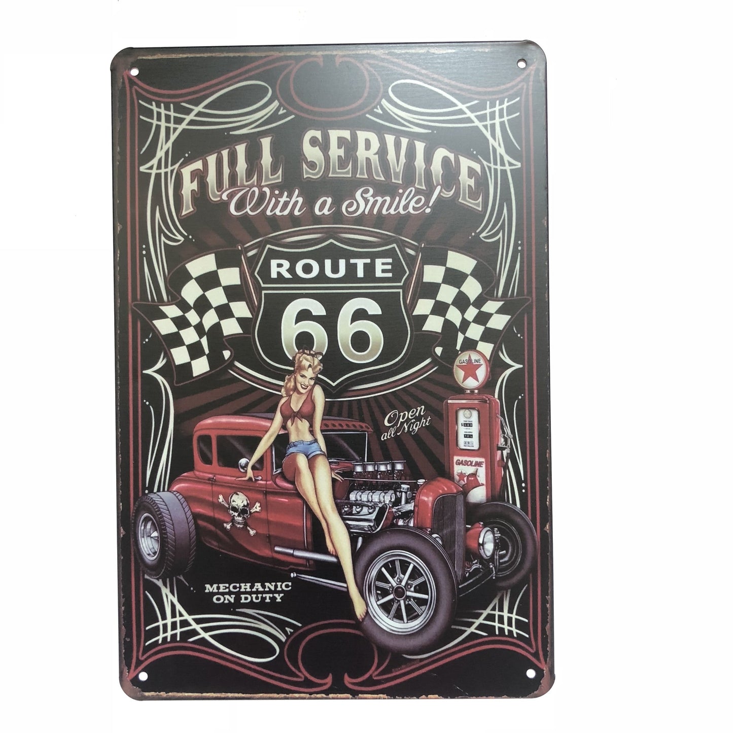 TIN SIGN FULL SERVICE WITH A SMILE ROUTE 66
