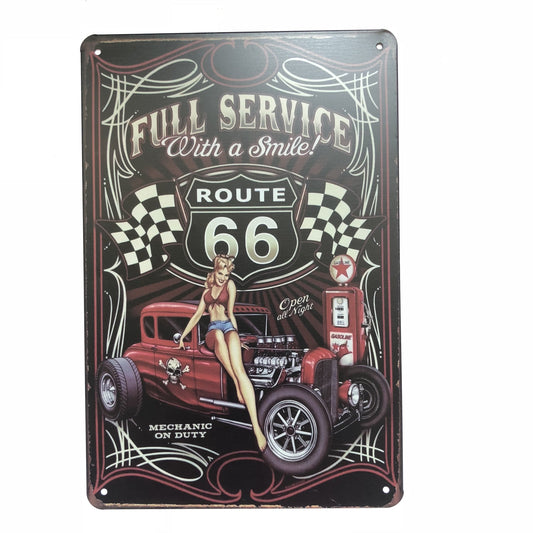 TIN SIGN FULL SERVICE WITH A SMILE ROUTE 66