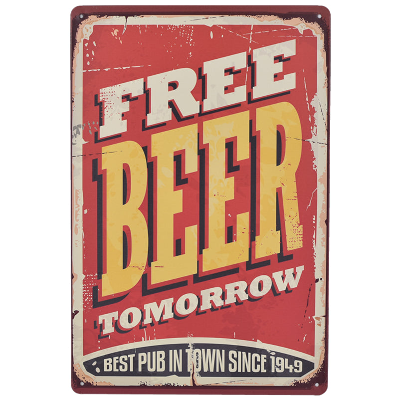 TIN SIGN FREE BEER TOMORROW