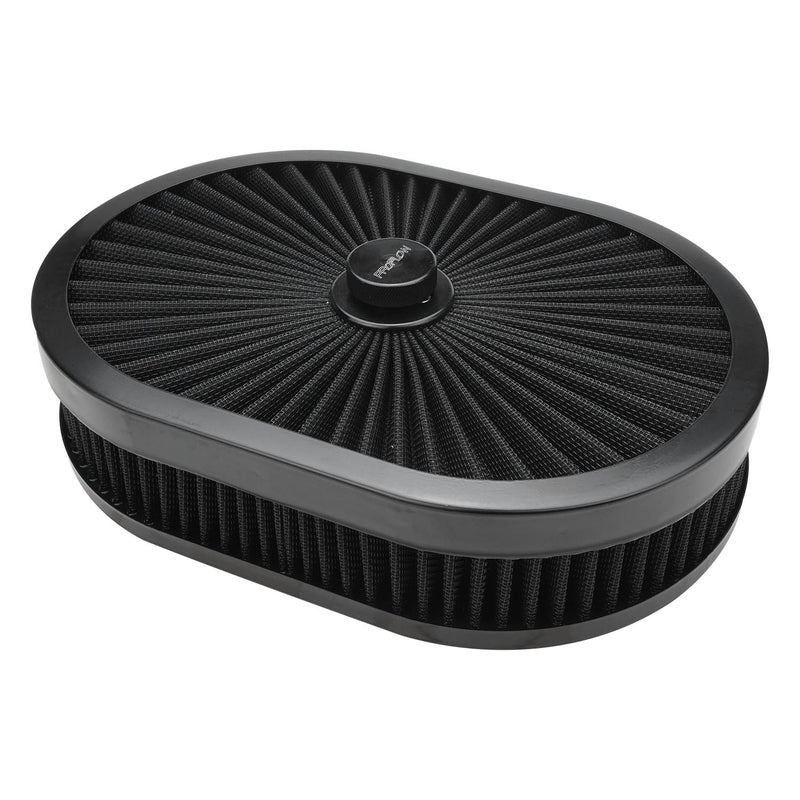 AIR CLEANER 12in x 9in x 3in OVAL X-STREAM TOP BLK