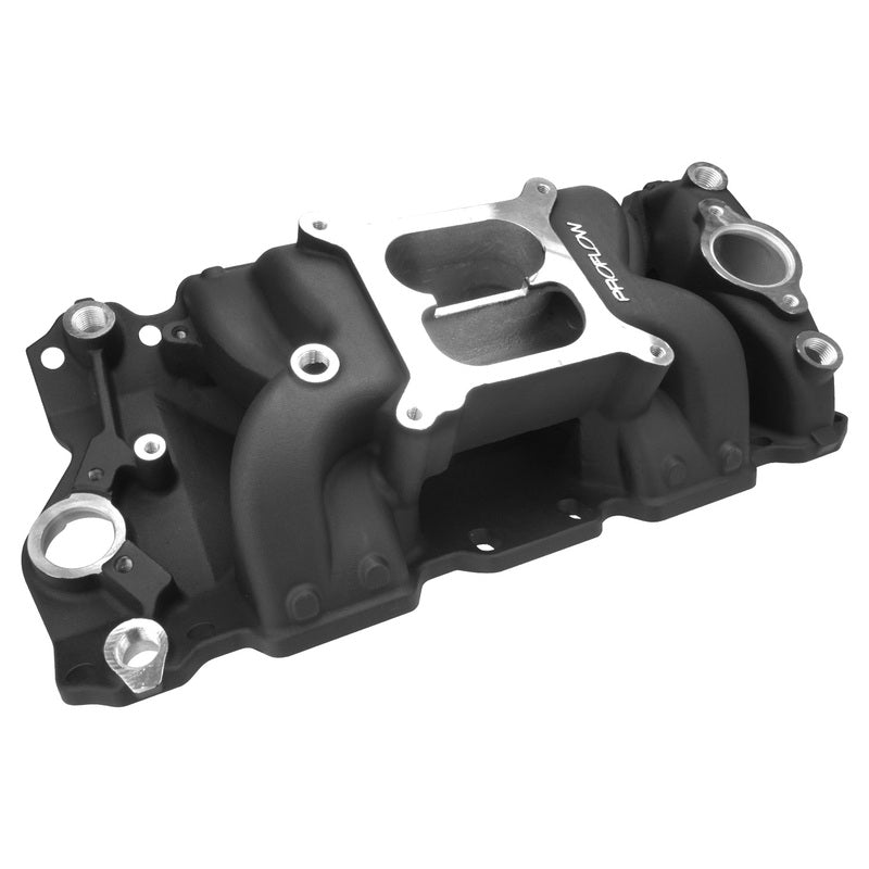 INTAKE CHEV SB AIR GAP STYLE DUAL PLANE BLACK