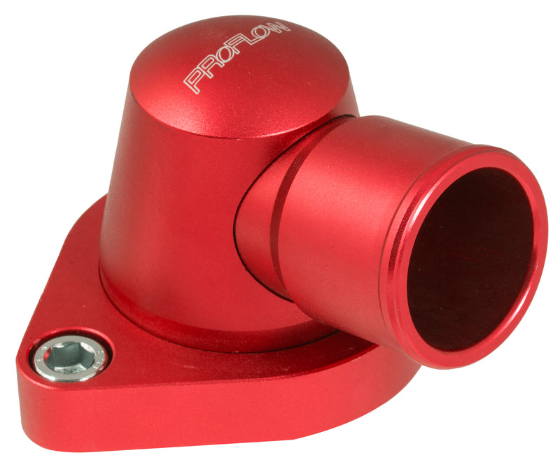 WATER NECK CHEV V8 90deg SWIVEL BILLET RED