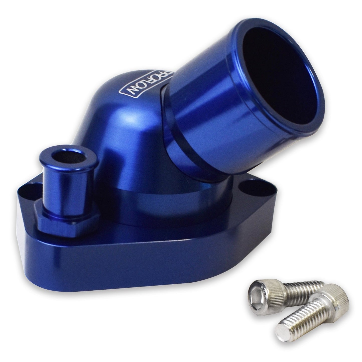 WATER NECK FORD 289-351w 45deg SWIVEL BILLET BLUE