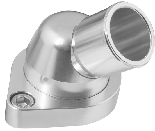 WATER NECK CHEV V8 45 DEG SWIVEL BILLET SILVER