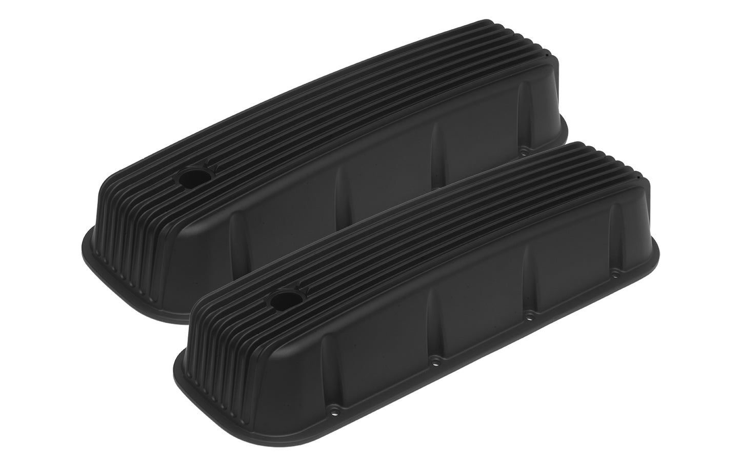 ROCKER COVERS CHEV BB ALLOY BLACK TALL FINNED