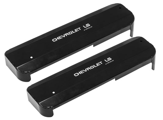 COIL COVERS LS ALLOY BLACK CHEVROLET LOGO