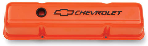 ROCKER COVERS CHEV SB STEEL TALL ORANGE