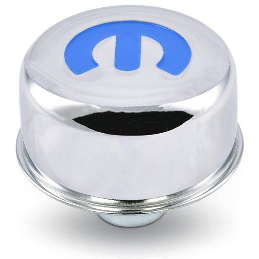 BREATHER PUSH ON MOPAR CHROME with BLUE LOGO