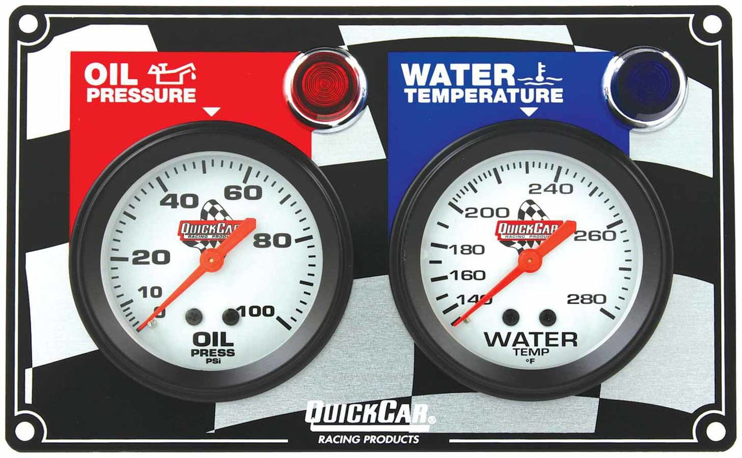GAUGE PANEL 2 QUICKCAR 2-5/8in OP/TEMP FLAG