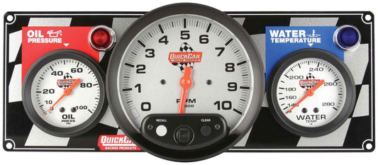 GAUGE PANEL 2+TACH QUICKCAR 2-5/8in OP/WT flag