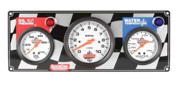 GAUGE PANEL 2+TACH QUICKCAR 2-5/8in OP/TEMP flag