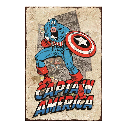TIN SIGN CAPTAIN AMERICA with writing