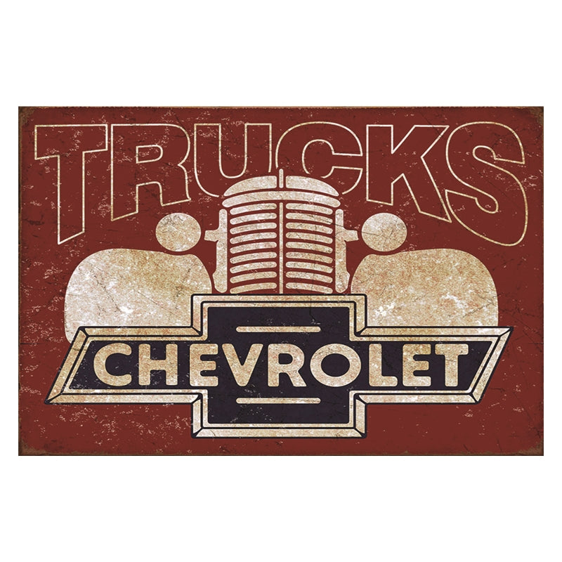 TIN SIGN TRUCKS CHEVROLET red
