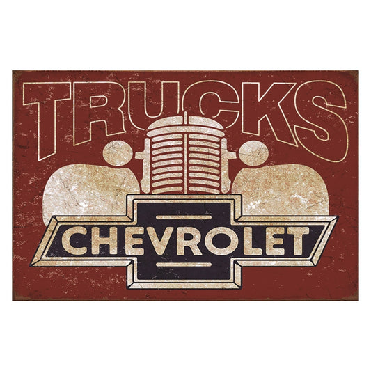 TIN SIGN TRUCKS CHEVROLET red