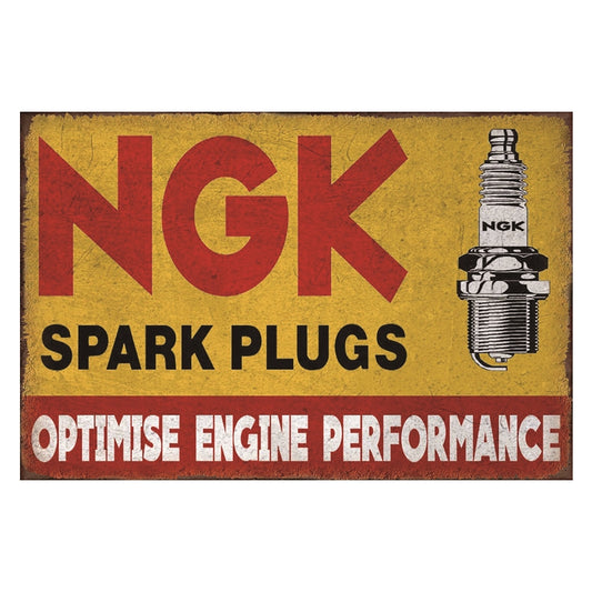 TIN SIGN NGK SPARK PLUG OPTIMISE ENGINE