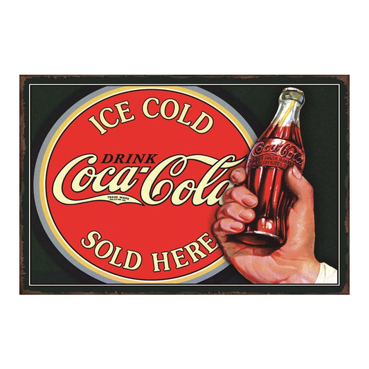 TIN SIGN COCA COLA ICE COLD SOLD HERE