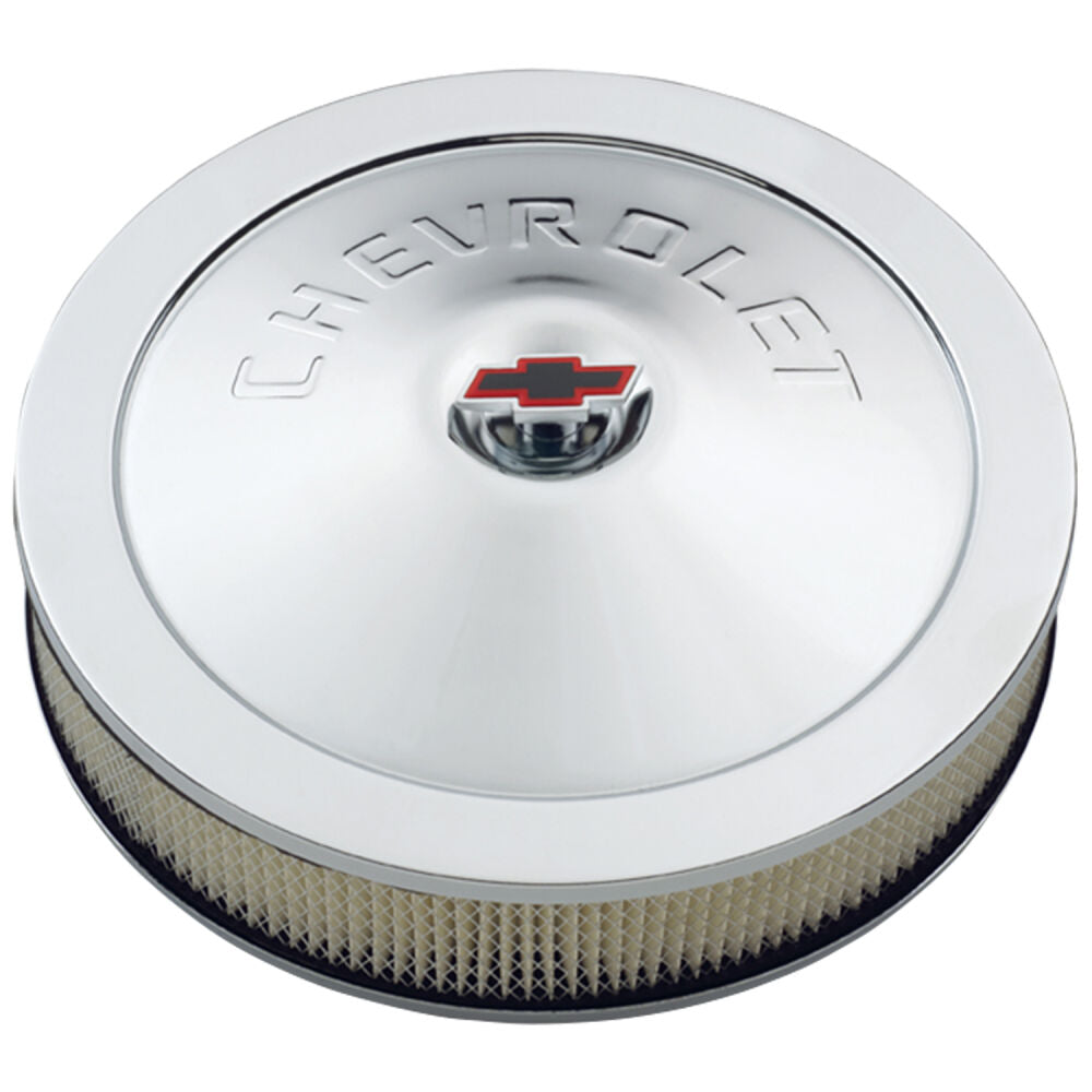 AIR CLEANER 14in x 3in CHEVROLET CHR W/BOWTIE NUT